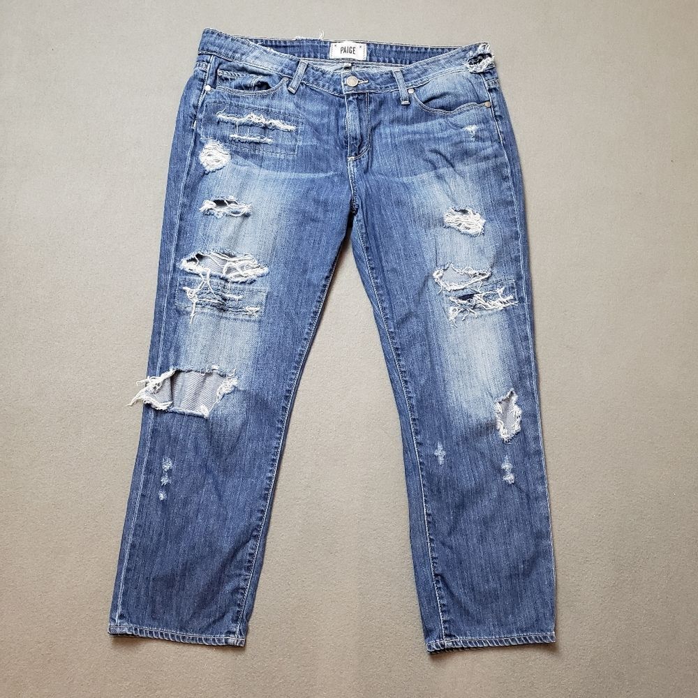 Paige Sz 32 JAMES CROP Willa JEANS super distressed / destroyed